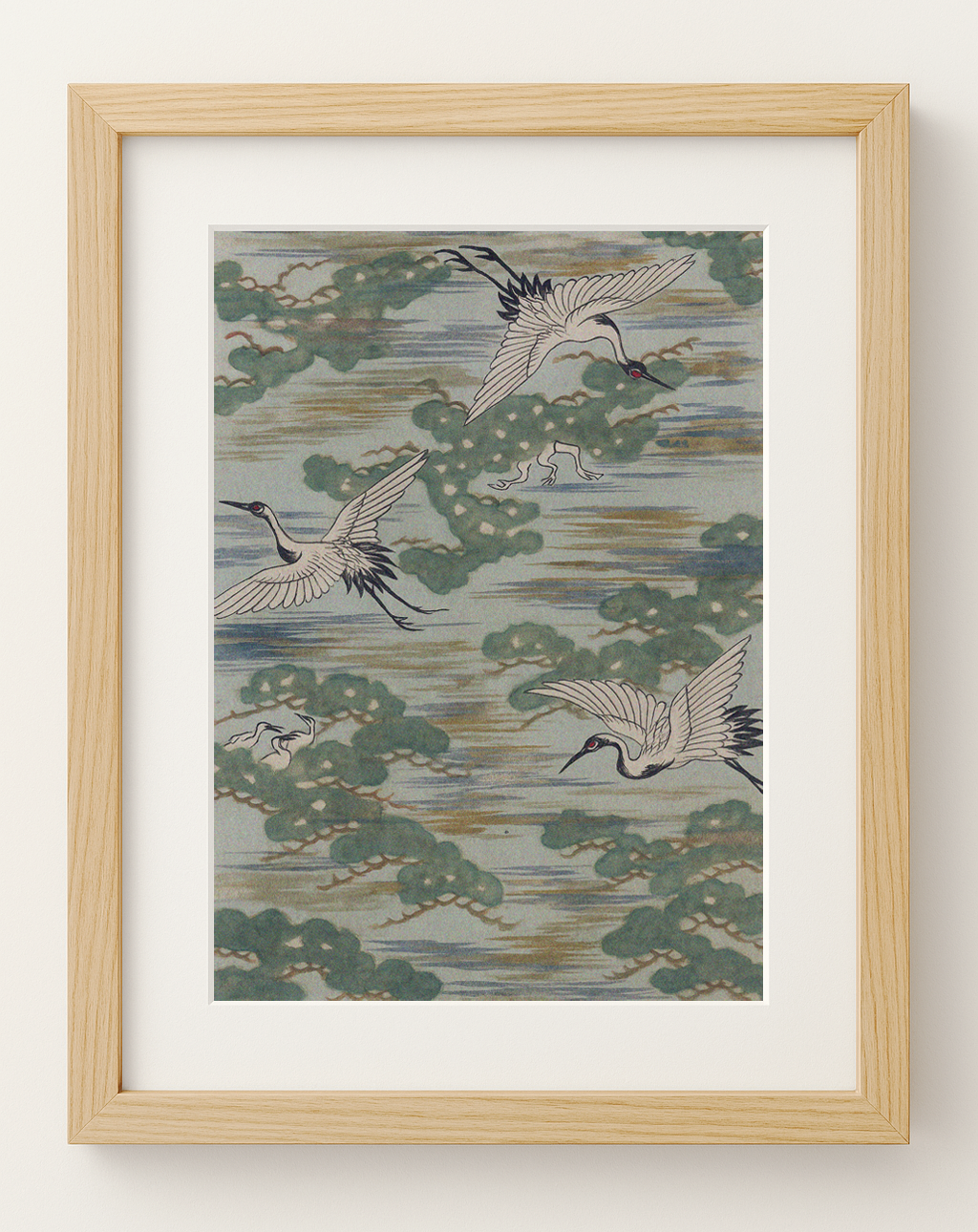 Japanese Art Print – Soaring Cranes and Silent Pines