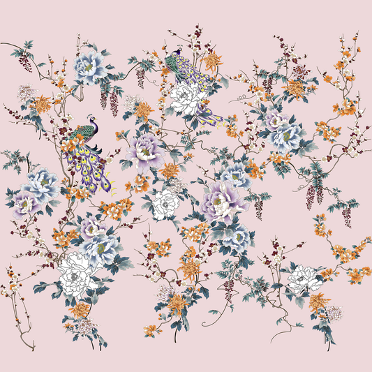 Silk Scarf Peacock Pink